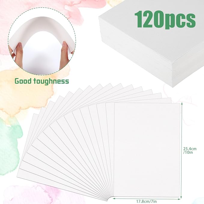 120 Sheets Watercolor Paper Bulk, 140 lb/300 GSM Cold Press Paper White Water - Image 2