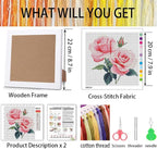 Pink Roses Cross Stitch Kits for Beginner, Flowers Stamped Cross Stitch Kits - Image 3