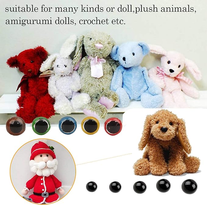 Safety Eyes 796pcs Plastic Safety Eyes and Noses, 6-20mm Black Craft Doll Eyes | - Image 5