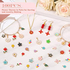 100Pcs 50 Pairs Flower Charms for Jewelry Making, Wholesale Assorted Enamel - Image 2