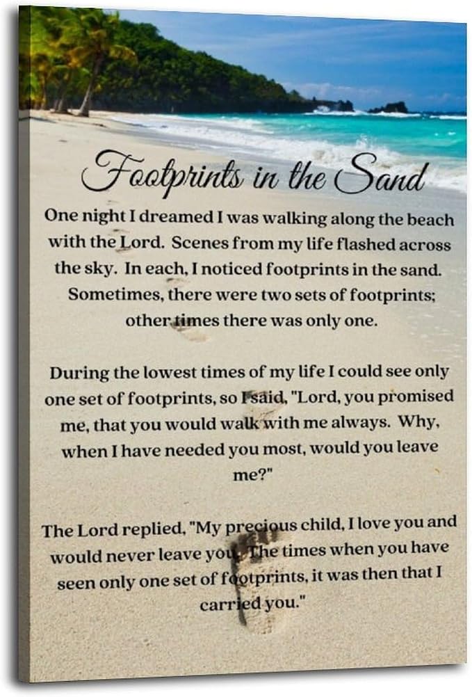 Footprints In The Sand Poems And Paintings Inspirational Poster Art Print by Unknown
