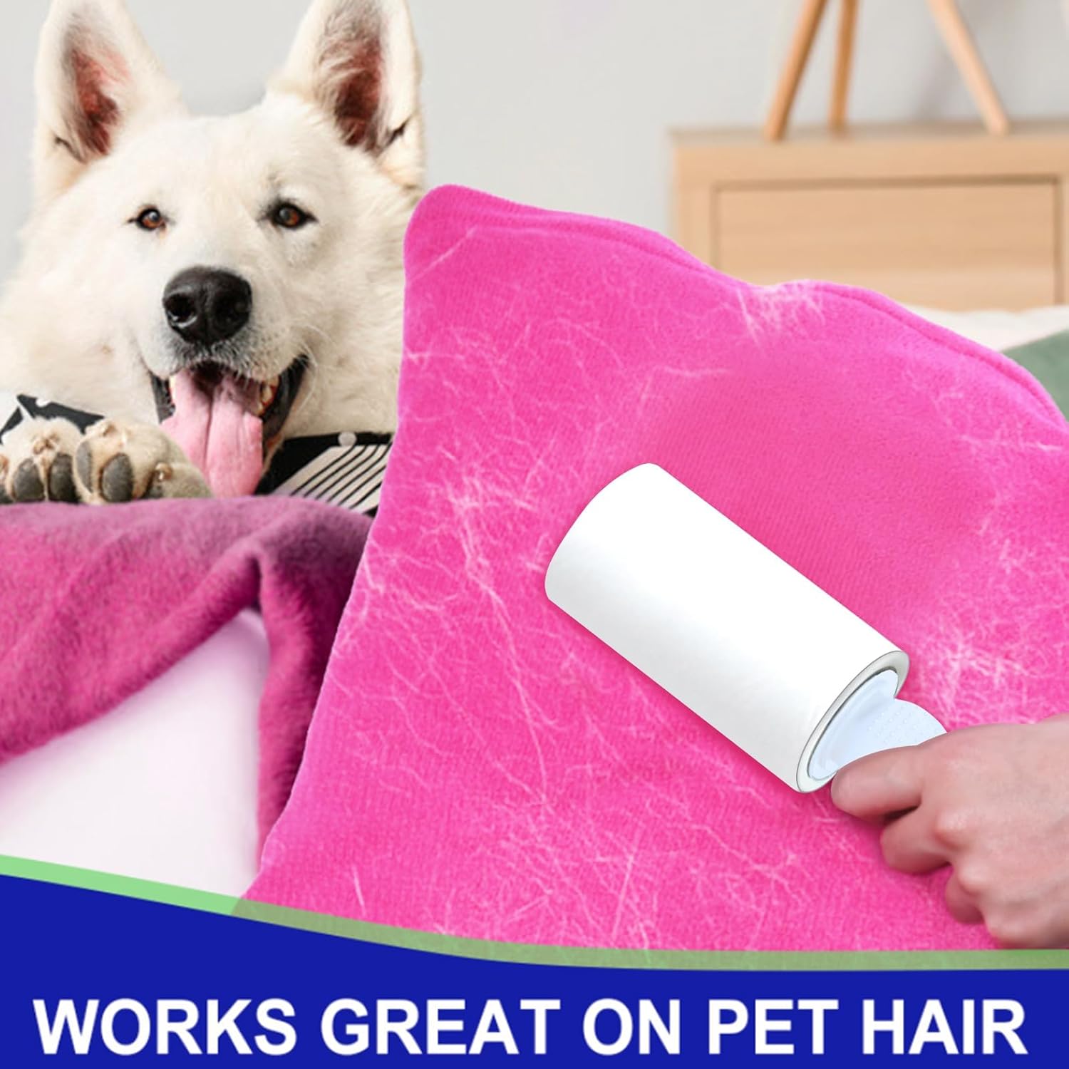 Sticky Lint Roller for Pet Hair: Lint Remover for Dog Cat Hair Mega Value Set 540 Sheets 2 Handles+6 Rollers Fur Removal for Clothes Couch Furniture