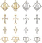 Cheriswelry 40pcs Virgin Cross Rhinestone Connector Charms Heart Oval Cross - Image 7