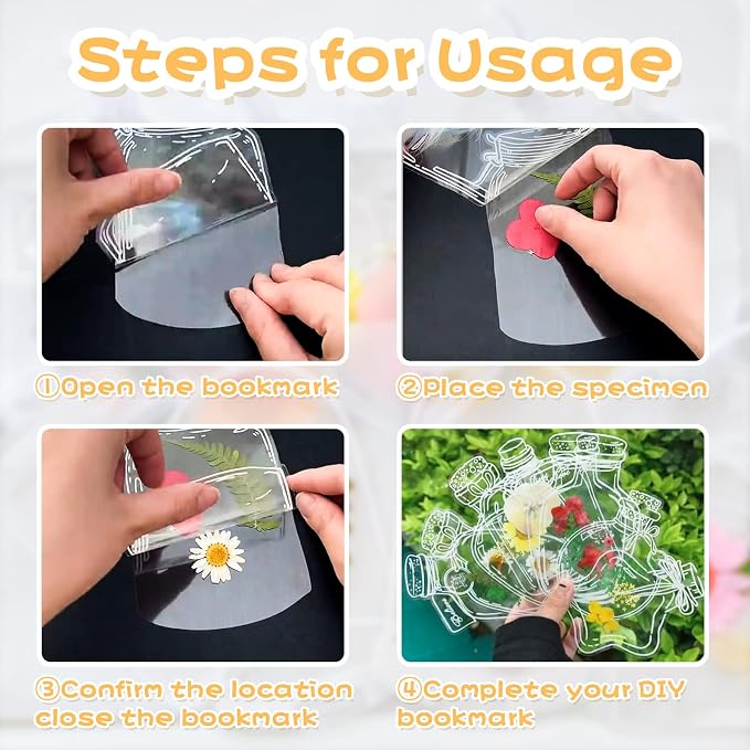 Kaluofan Dried Flower Bookmarks Kit, Handmade Transparent Beautiful Flower Page - Image 4