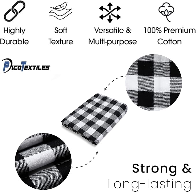 Pico Textiles 20 Yards Bolt Black and White Buffalo Plaid Checkered Flannel - Image 4