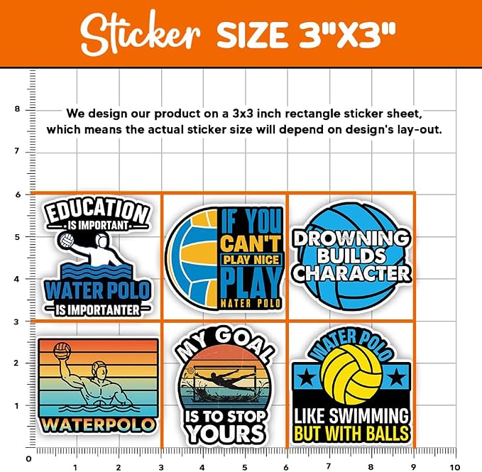 MAIANEY Water Polo Sticker Pack 12pcs – Funny Water Polo Stickers - Image 4