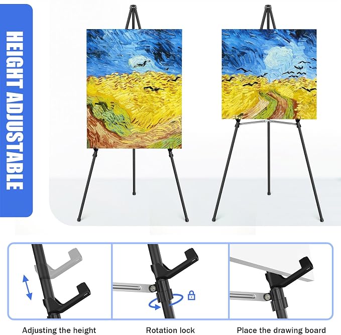Easel Stand for Sign, Adjustable Folding Art Easel for Display - Image 2