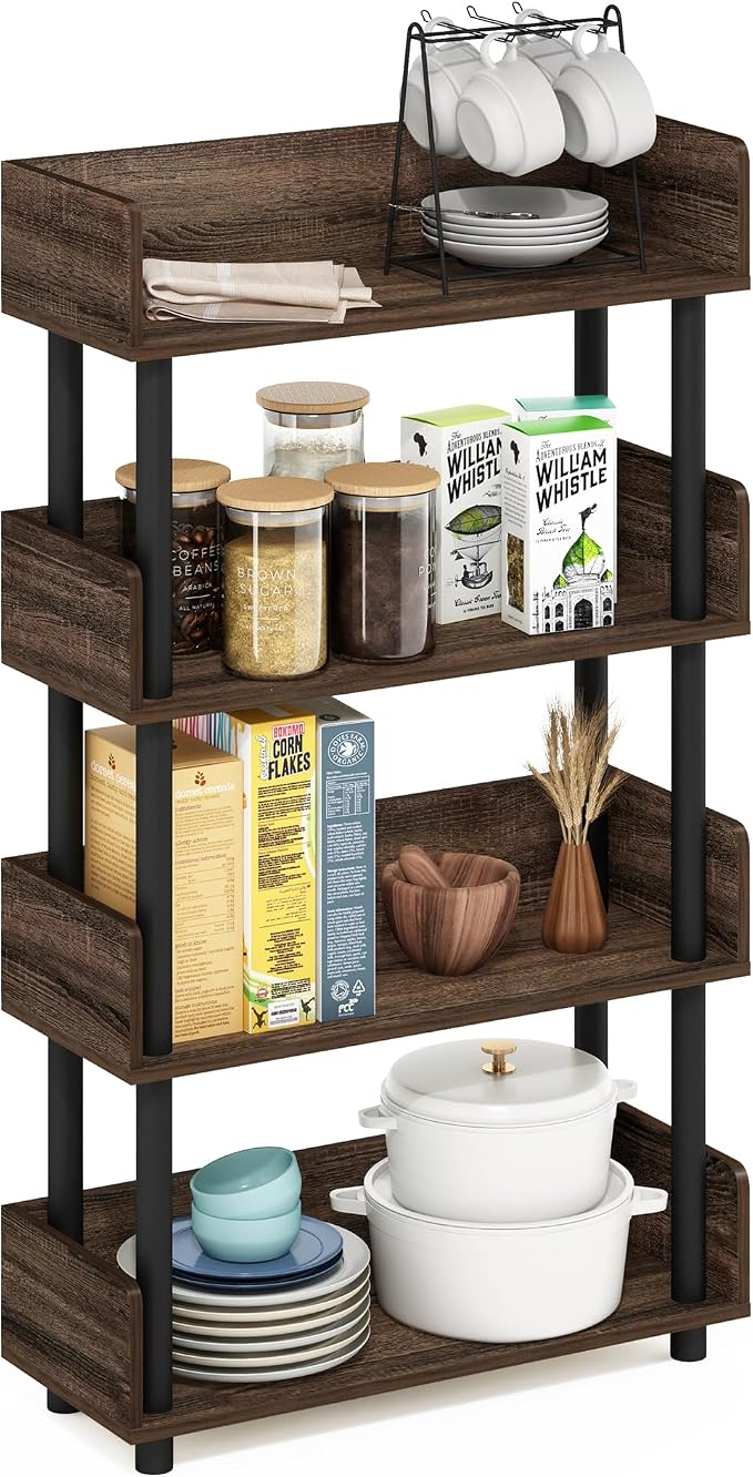 Furinno TURN-N-TUBE 4-Tier Display Shelf, Storage Shelves, Book Shelf, Open by Furinno-FitsYourSpaceFitsYourBudget