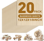 20 Pack Basswood Sheets 1/8x12x12 Inch 3mm Basswood by FUMILE