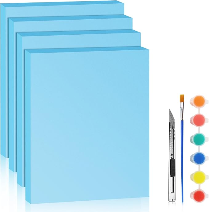 LuckyFoam Blue 4 Pack 15x12x1 inch Foam Sheets 1 Inch Thick | Polystyrene by LuckyFoam