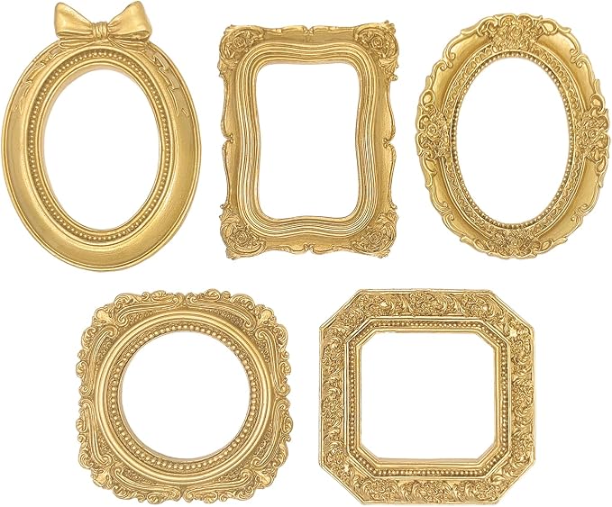 Small Picture Frames, Mini Gold Frames, Vintage Gold Frames, Table Top Decor by SeaShells