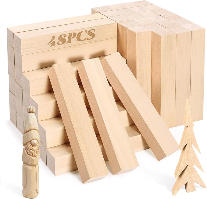 48PCS Basswood Carving Blocks, Carving Wood Blocks by YIPLED
