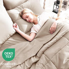 CozyLux Full Size Comforter Set Wheat, 7 Pieces Bed in a Bag, Wheat Comforter - Image 3