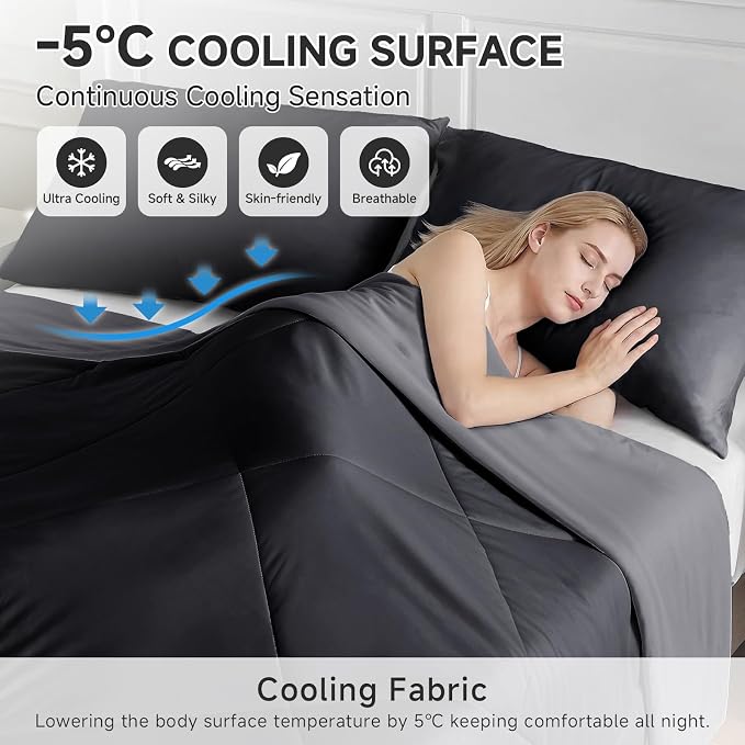 HOMFINE Cooling Comforter Twin Size, Japanese Double-Sided Cold Tech Fabric - Image 2
