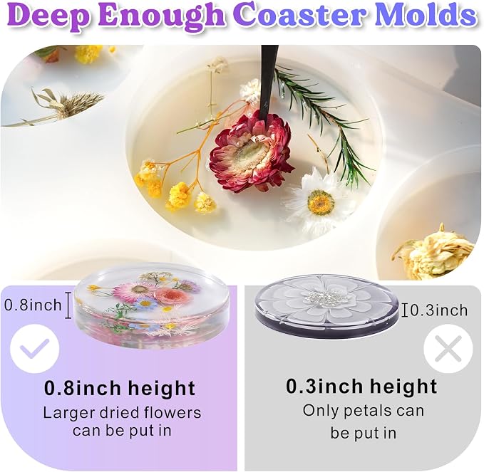LET'S RESIN Extra Deep Resin Coaster Molds Silicone, 4 Inches Large 6 Cavity - Image 4
