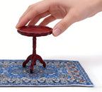 1:12 Scale Miniature Rug Carpet and End Table Wooden Side Table Dollhouse - Image 2