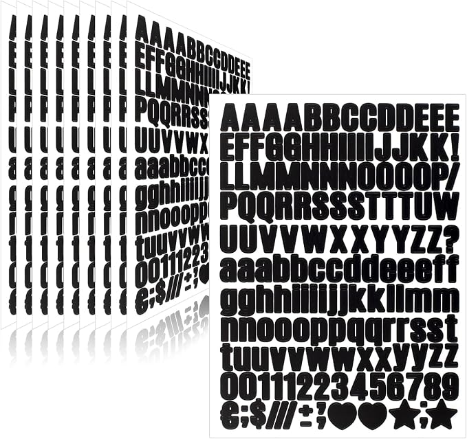 1550 Pieces 10 Sheets Letter Stickers, Vinyl Mailbox Numbers Alphabet Stickers by Llewyn