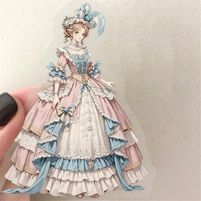 PET Transparent Princess Gown Stickers, Colorful Ball Gown Stickers Gift - Image 3