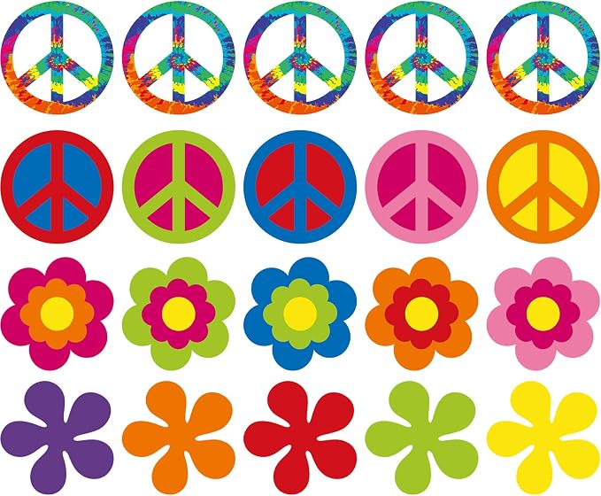 Gejoy 20 Pcs Hippie Party Flower Cutouts 60s 70s Groovy Party Cutouts by Unknown