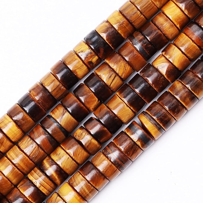 Natural Stone Heishi Beads for Necklace Making, 4 mm x 6 mm Small Flat Round by YUGDRUZY