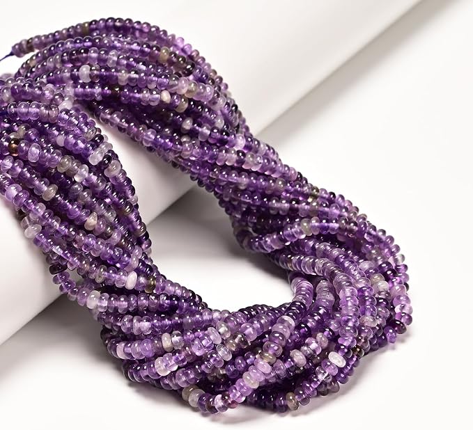 ICAI 2x4mm Natural Amethyst Rondelle Beads – Loose Gemstone Spacers - Image 2