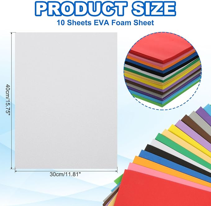 PATIKIL 10Pcs White EVA Foam Sheets, 15.7 x 11.8 Inches 1mm Thick Foam Sheets - Image 2