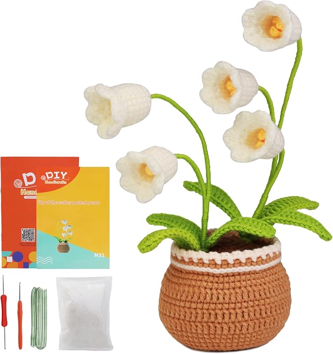 kgxulr Crochet Kit, Bell Orchid Beginners Crochet Kit, Crochet Flowers Kit | by kgxulr