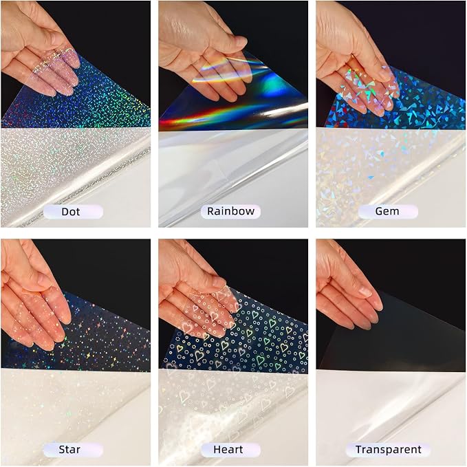 36 Sheets Holographic Sticker Paper Clear Self Adhesive Laminate Sheets | - Image 3