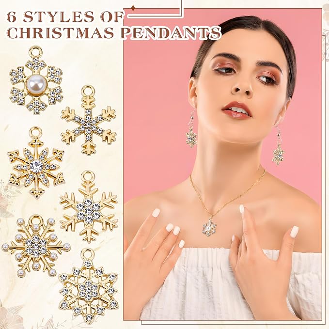 Landical 50 Pcs Winter Snowflake Charms - Image 3