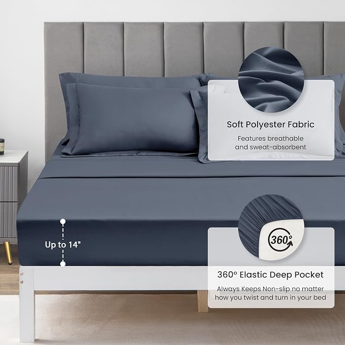 Love's cabin King Size Comforter Set Navy Blue, 7 Pieces King Bed in a Bag - Image 4