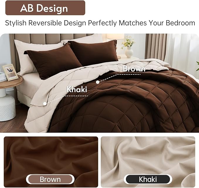 MUXHOMO 7 Pieces Queen Comforter Set, Reversible Bed in a Bag Queen Size - Image 3