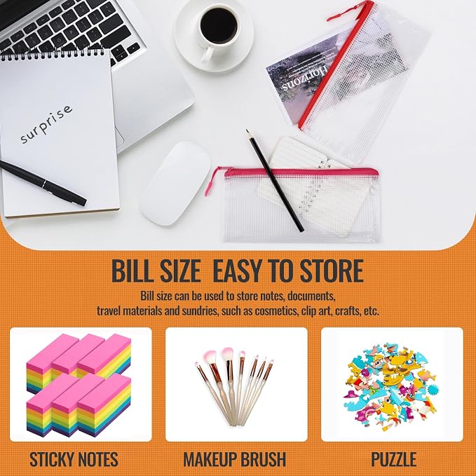 24pcs Mesh Zipper Pouch Bags 9.3 x 4.7 Inches, 8 Color Small Clear Pouches Bulk - Image 5