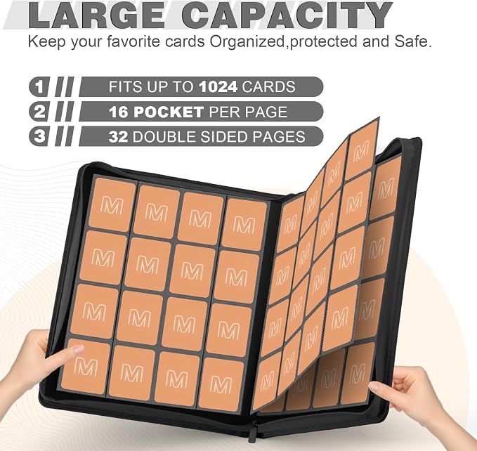 Premium Card Binder 16 Pocket, Trading Card Binder Holds up to 1000+Cards - Image 2