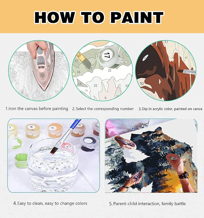 Meothan Paint by Numbers Kit for Adults Beginner 16x16 inch | Forest Bear Adult - Image 6