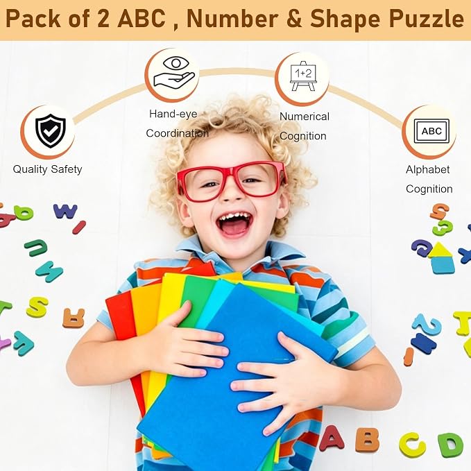 Winbar Wooden Puzzles for Toddlers, Alphabet Shape Puzzles for 3 Years Old | 3 - Image 4