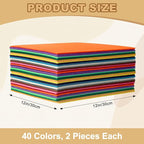 80PCS, 1mm Stiff Felt Fabric Sheets, 40 Assorted Colors, Felt Sheets - Image 2
