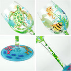 NymphFable 100% Hand-Painted Wine Glass Ocean Turtles Seagrasses Glass Artisan - Image 5