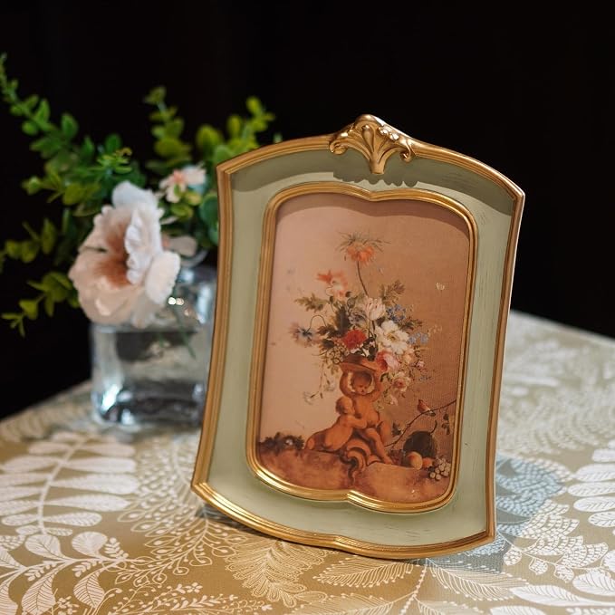 Vintage Picture Frame 5x7 Antique Ornate Photo Frame Tabletop and Wall Hanging - Image 2