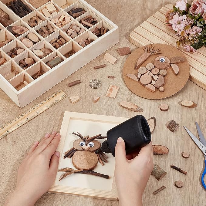 PH PandaHall Wooden Unfinished Craft Kits Garden Playset Loose Parts Natural - Image 3