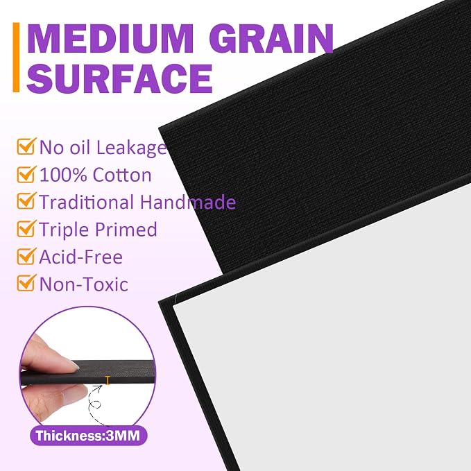 12 Pack Black Canvas for Painting 11x14 Inch, Canvas Boards for Painting - Image 3