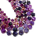 34pcs Natural Purple Striped Agate Stone Beads by Yochus