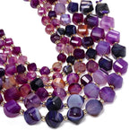 34pcs Natural Purple Striped Agate Stone Beads by Yochus