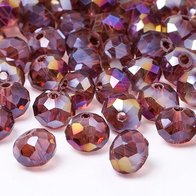 300pcs 8mm Crystal Glass Beads for Jewelry Making Faceted Rondelle Flat Beads by Nitopupu