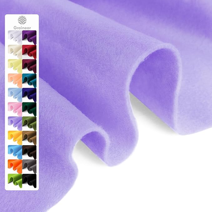 Lavender Soft Felt Fabric Sheet 36" x 36", 1.6mm Thick, Premium Craft Felt by Grainear