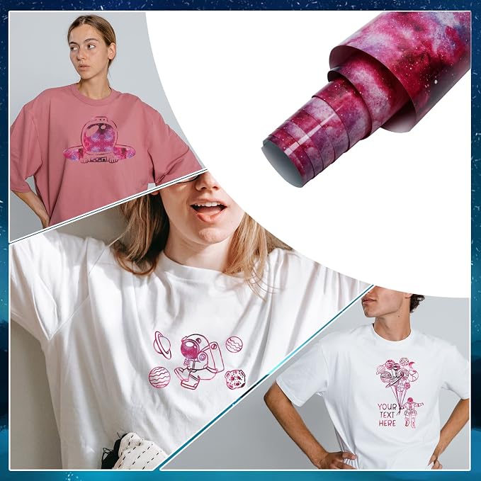 Tintnut Rose Red Galaxy Glow in the Dark HTV Vinyl, stretch washable, suitable - Image 3