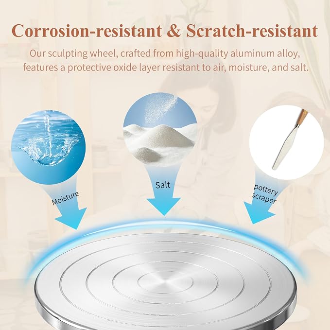 Banding Wheel, Double-Sided Pottery Turnable Wheel Aluminium Alloy Heavy Duty - Image 4