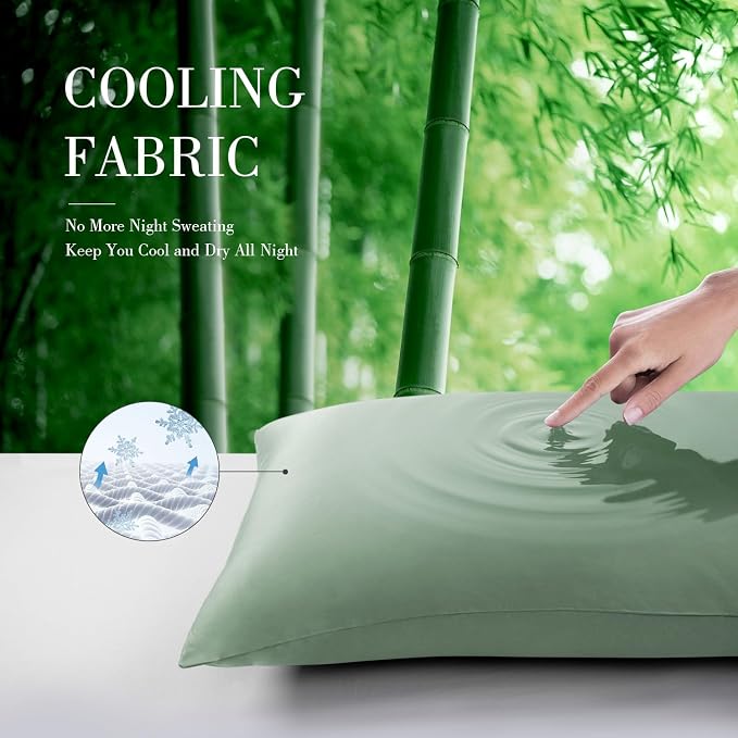 WishSmile Cooling King Pillowcases Set of 2 Breathable Cool Silky Soft Rayon - Image 3