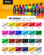 Nicpro 24 Colors Permanent Fabric Paint Soft Fabric Paint - Image 2