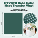 HTVSTD Boho Green HTV Heat Transfer Vinyl 8pcs 12×10in Iron on Vinyl | Dark Boho - Image 2