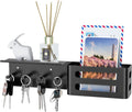 MKO Key Holder for Wall, Mail Organizer Key Rack with Tray, Key Holder Adhesive Wall Mount, 4 Hooks(Black)